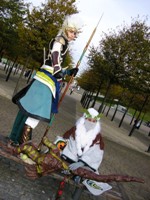 Rachelle (right) as Pang Tong from Dynasty Warriors 6