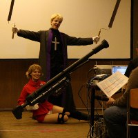 Matthew (right) as Alexander Anderson from Hellsing.  Left is Tab Kimpton as Seras Victoria from the same series 