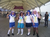 Harriett (2nd from right) as Konata Izumi from Lucky Star