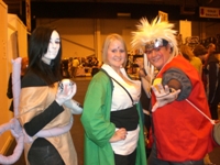 Sean (right) as Jiraya from Naruto, with Tsunade (centre) and Efia (left) as Orochimaru