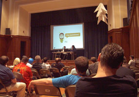 Andrew Partridge fields questions at the Beez Panel