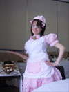 Hello_Kitty dons a maid outfit to help out at the cosplay caf